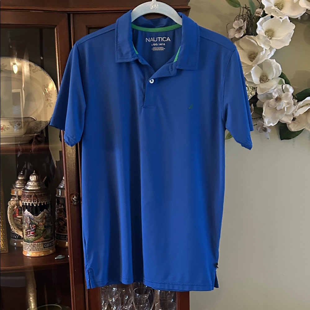 Nautica Boys Blue Polo. Size Large 14-16